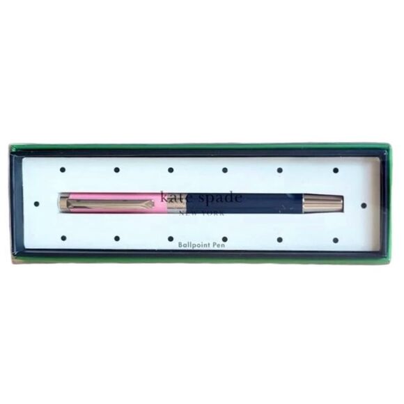 Kate Spade Limited Edition Pink & Navy Blue Colorblock Ballpoint Pen - Picture 2 of 10